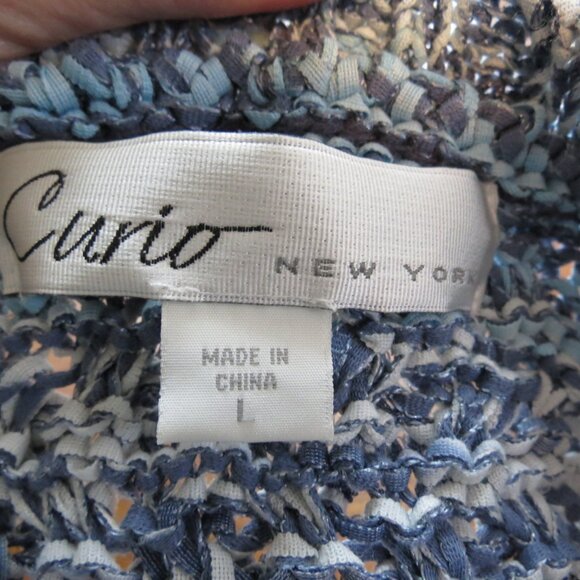 Curio New York Women's Pullover Sweater Blues Loose Weave Size Large - Picture 8 of 10